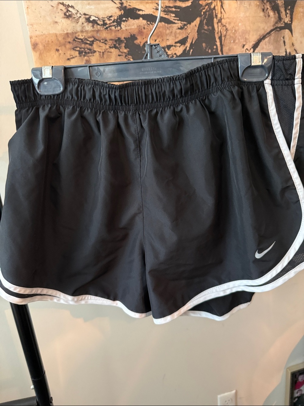 Nike Black Athletic Shorts with White Piping
